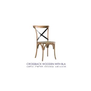 Crossback Wooden Chair with Black Metal Cross